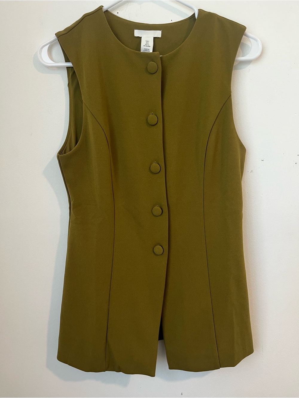 NWT H&M Olive Sleeveless Button-Front Tunic Vest